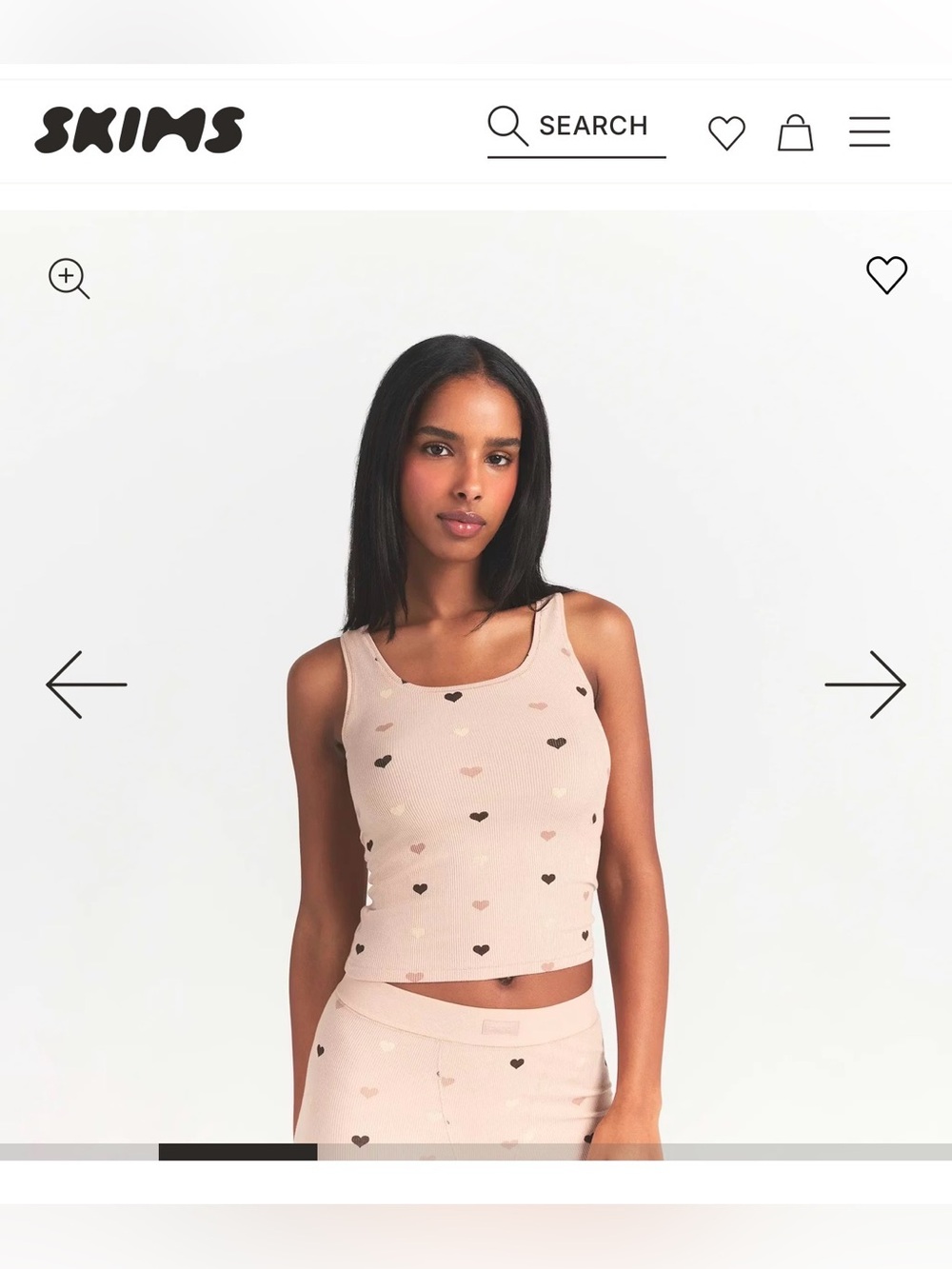 SKIMS LIMITED EDITION SOFT LOUNGE TANK IN MICA MINI HEART HALFDROP 🤎